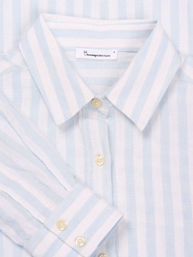 glore Knowledge Cotton Apparel Linen Striped Loose A-Shape Shirt Bis zu 50% Rabatt