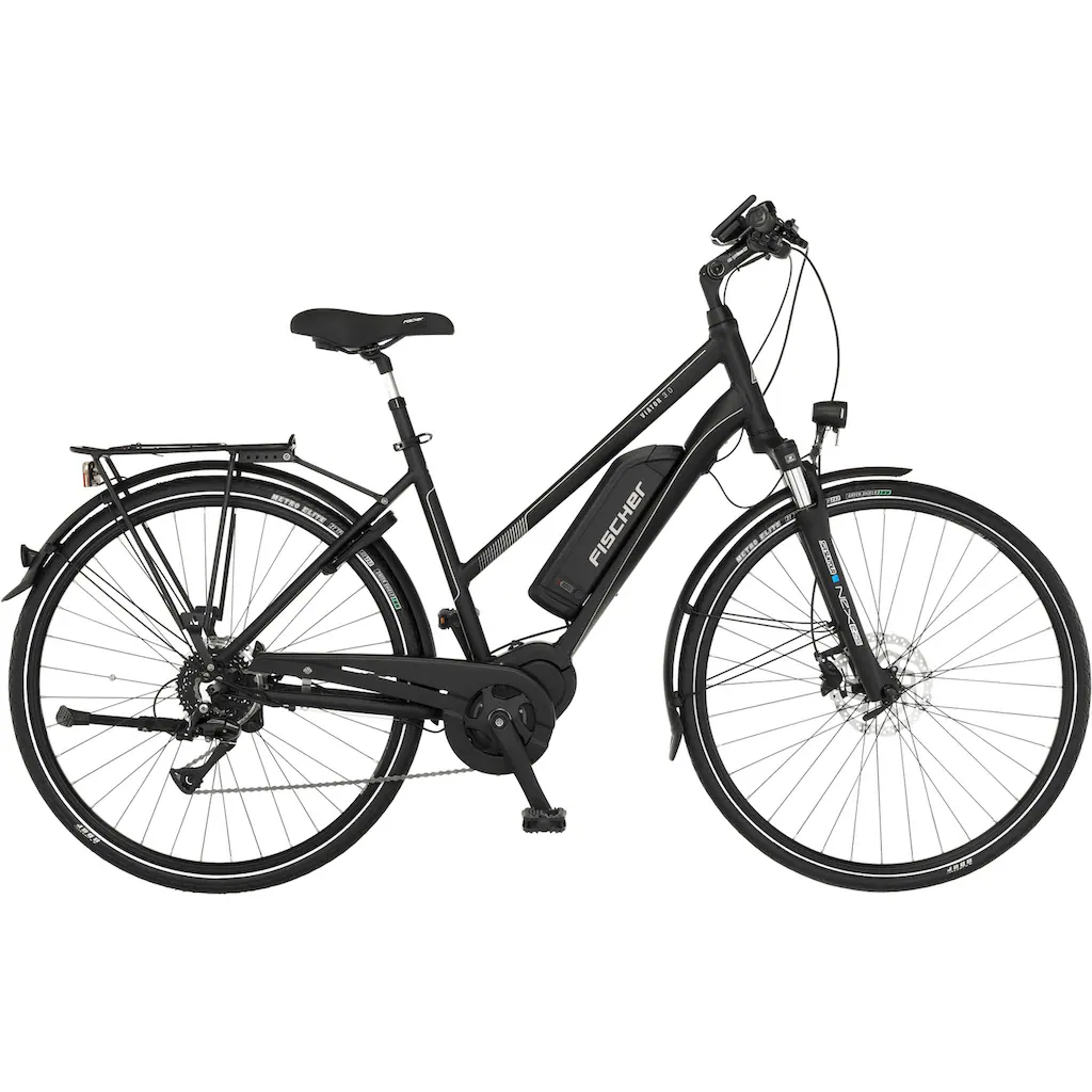 FISCHER Fahrrad E-Bike »VIATOR 3.0 Damen 49« 8 Gang Shimano Acera Mittelmotor 250 W (mit Faltschloss) Pedelec Elektrofahrrad für Damen u. Herren Trekkingrad