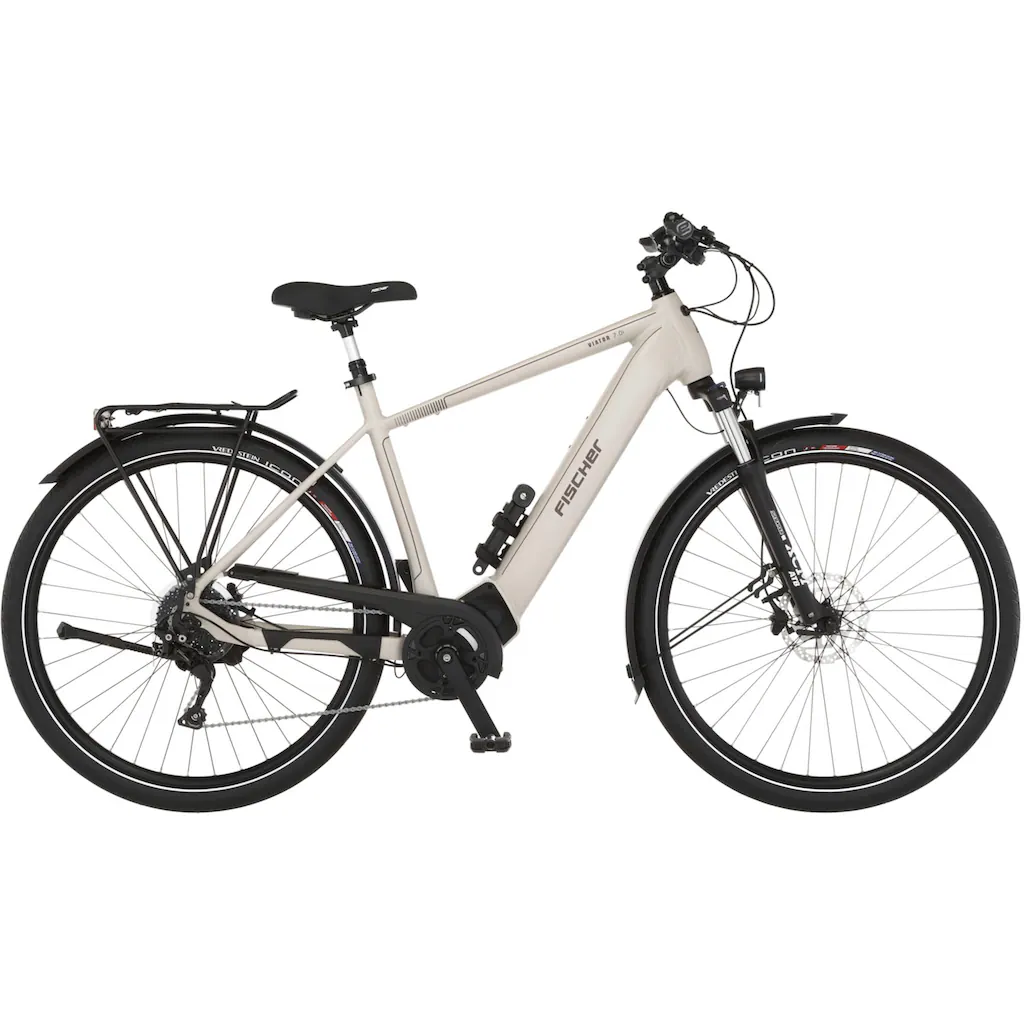 FISCHER Fahrrad E-Bike »VIATOR 7.0i Herren 55« 10 Gang Shimano Deore Mittelmotor 250 W (mit Faltschloss) Pedelec Elektrofahrrad für Damen u. Herren Trekkingrad