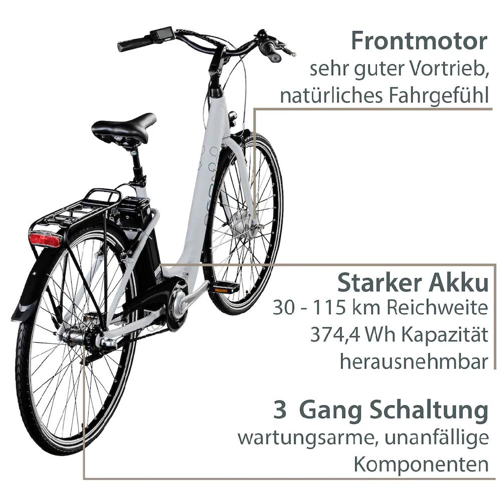 AGON E-Bike »Aurora« 3 Gang Frontmotor 250 W Pedelec Elektrofahrrad für Damen u. Herren Cityrad Limitierter Zeitrabatt