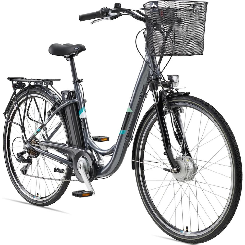 Telefunken E-Bike »Multitalent RC822« 7 Gang Shimano Tourney Frontmotor 250 W (ca. 100 km Reichweite-2 V-Bremsen-Beleuchtung-Straßenzulassung) City Elektrofahrrad Damen Herren 28 Zoll 36 V 374 Wh Akku Pedelec auf Rechnung bes Versandkostenfrei