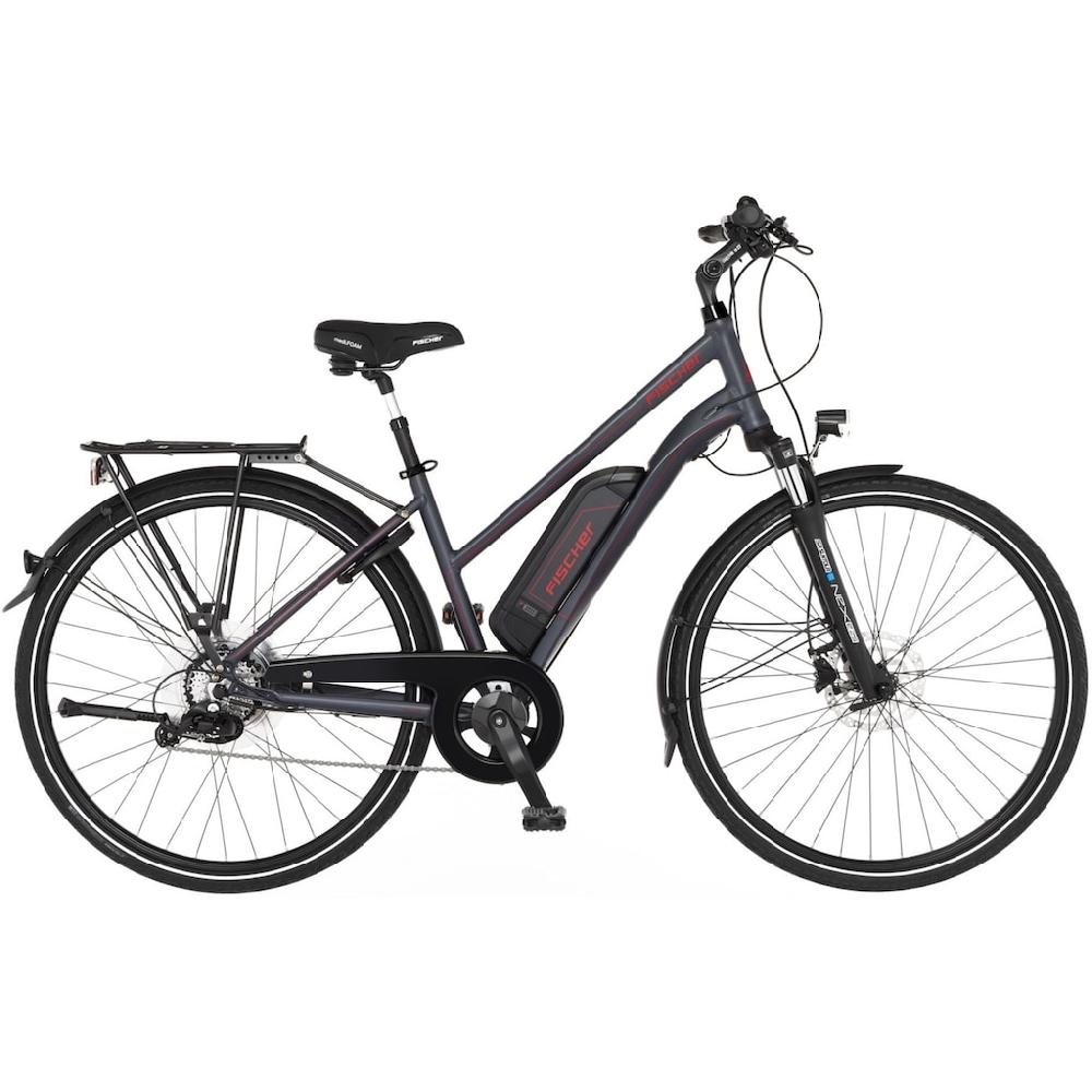 FISCHER Fahrrad E-Bike »VIATOR 1.0 Trapez 44« 8 Gang Shimano Acera Heckmotor 250 W (mit integr. Rahmenschloss) Pedelec Elektrofahrrad für Damen u. Herren Trekkingrad auf Raten