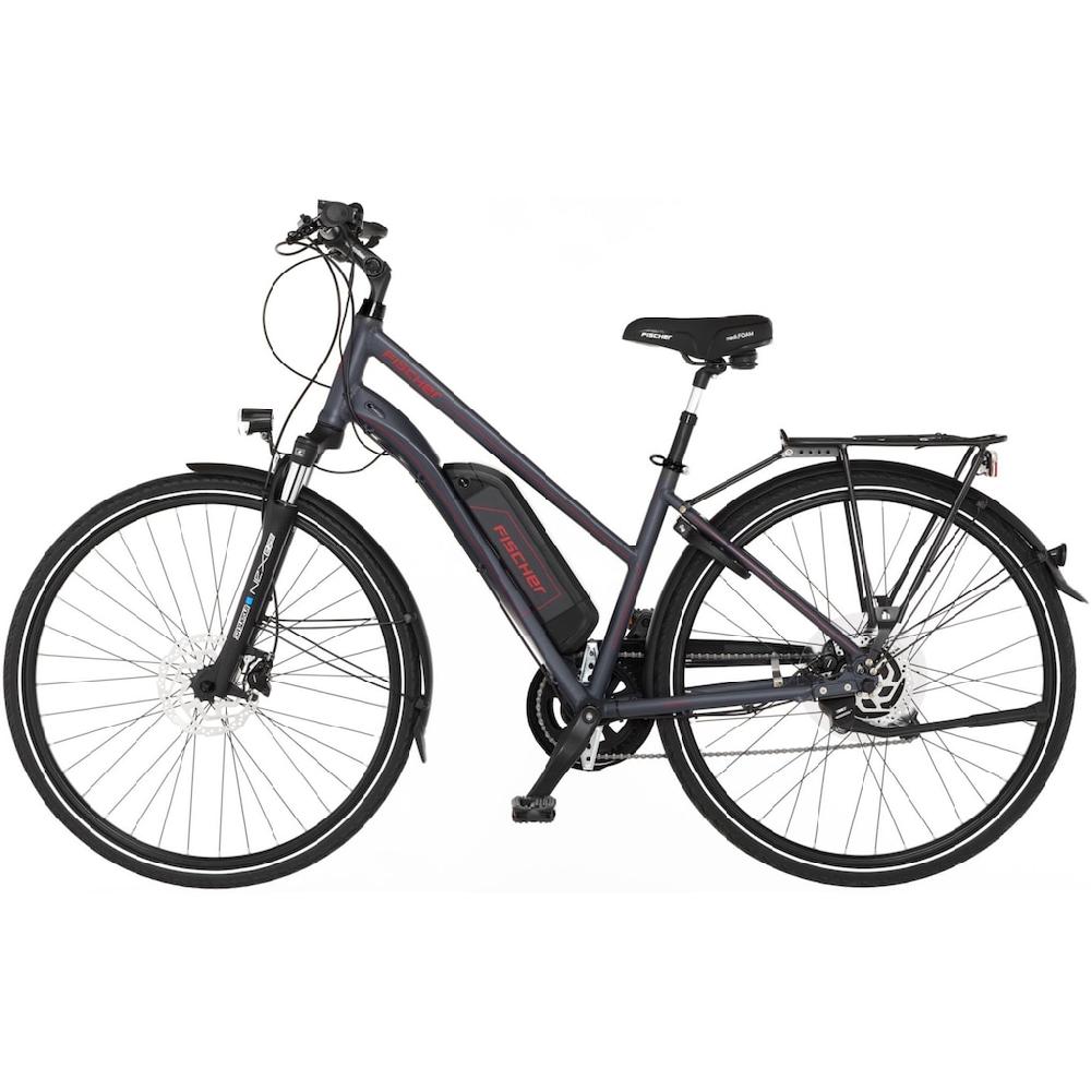 FISCHER Fahrrad E-Bike »VIATOR 1.0 Trapez 44« 8 Gang Shimano Acera Heckmotor 250 W (mit integr. Rahmenschloss) Pedelec Elektrofahrrad für Damen u. Herren Trekkingrad auf Raten Black Friday