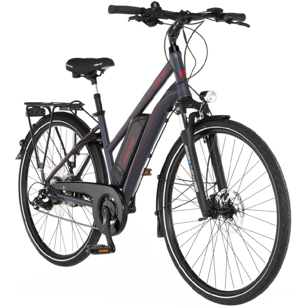 FISCHER Fahrrad E-Bike »VIATOR 1.0 Trapez 44« 8 Gang Shimano Acera Heckmotor 250 W (mit integr. Rahmenschloss) Pedelec Elektrofahrrad für Damen u. Herren Trekkingrad auf Raten Black Friday