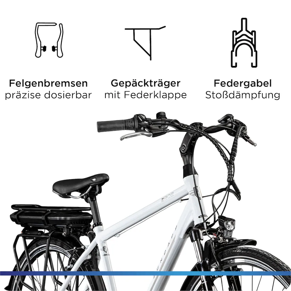Zündapp E-Bike »Z802 Herren« 21 Gang Shimano Altus RD-M310 Heckmotor 250 W Pedelec Elektrofahrrad für Damen u. Herren Trekkingrad auf Rechnung Cyber Monday