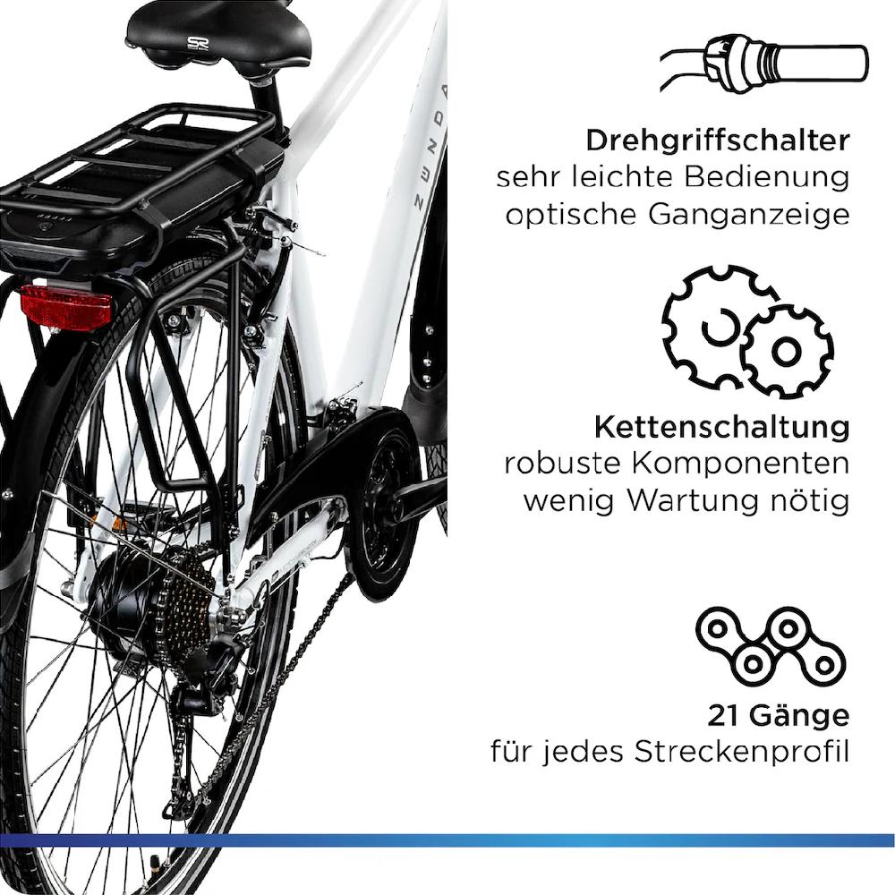 Zündapp E-Bike »Z802 Herren« 21 Gang Shimano Altus RD-M310 Heckmotor 250 W Pedelec Elektrofahrrad für Damen u. Herren Trekkingrad auf Rechnung Cyber Monday