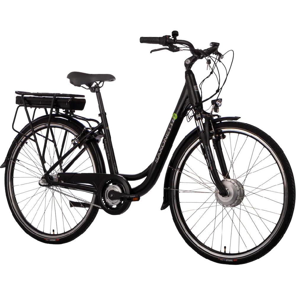 SAXONETTE E-Bike »Advanced Plus« 3 Gang Frontmotor 250 W (mit Akku-Ladegerät u. integr. Rahmenschloss) Pedelec Elektrofahrrad für Damen u. Herren Cityrad auf Rechnung Neueste Mode