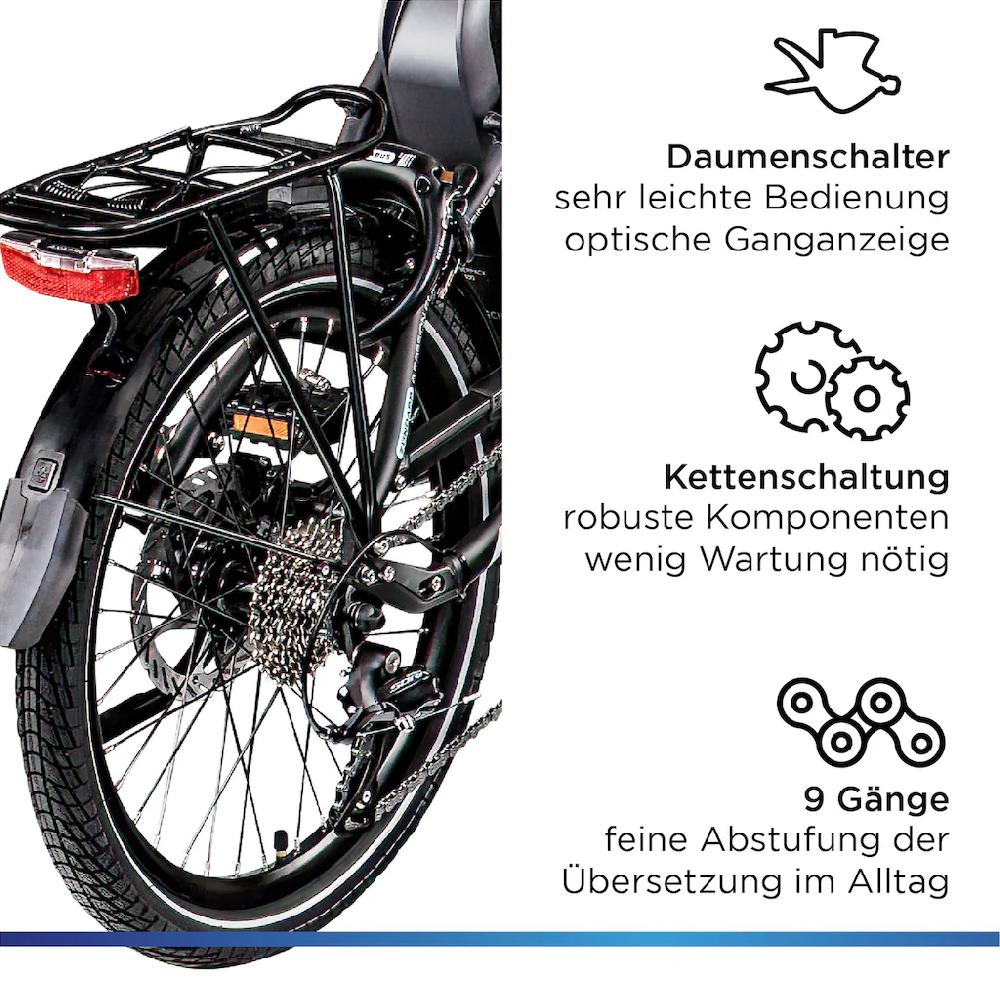 Zündapp E-Bike »X100« 9 Gang Shimano Sora Mittelmotor 250 W Pedelec Elektrofahrrad für Damen u. Herren Faltrad auf Rechnung online kaufen Online Outlet