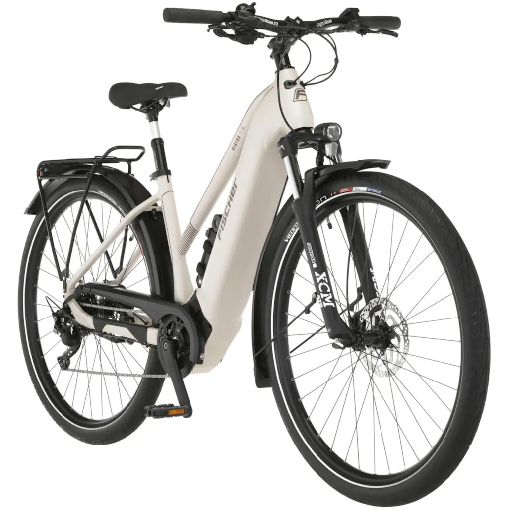 FISCHER Fahrrad E-Bike »VIATOR 7.0i Damen« 10 Gang Shimano Deore Mittelmotor 250 W (mit Faltschloss) Pedelec Elektrofahrrad für Damen u. Herren Trekkingrad auf Rechnung Saisonale Angebote