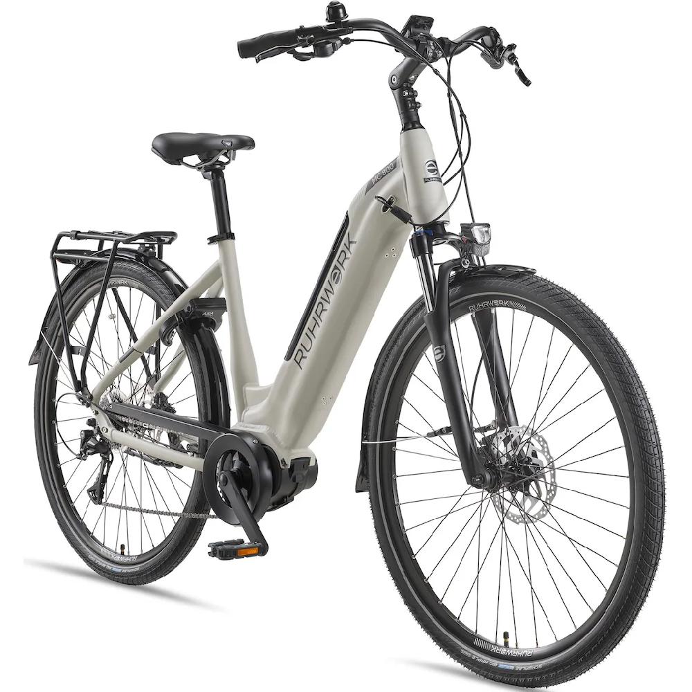 RUHRWERK E-Bike »MC800« 8 Gang Shimano Acera Mittelmotor 250 W Pedelec Elektrofahrrad für Damen u. Herren Cityrad auf Rechnung Tiefpreis