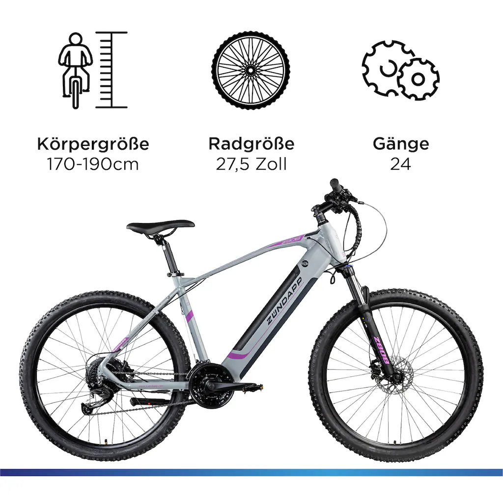 Zündapp E-Bike »Z808« 24 Gang Alivio Heckmotor 250 W Pedelec Elektrofahrrad für Damen u. Herren MTB Mountainbike Wochenangebot