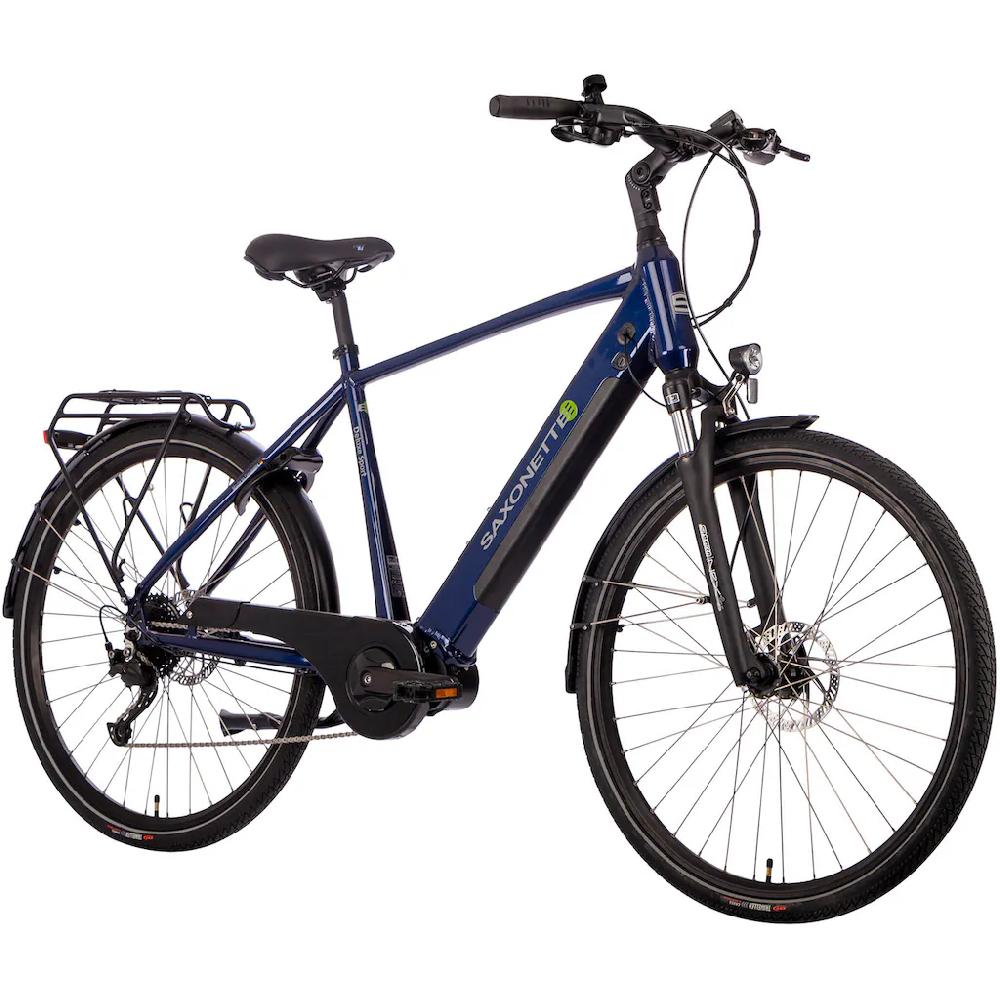 SAXONETTE E-Bike »Deluxe Sport Man« 9 Gang Shimano Alivio Mittelmotor 250 W Pedelec Elektrofahrrad für Damen u. Herren Cityrad auf Rechnung Bis zu 65% Rabatt
