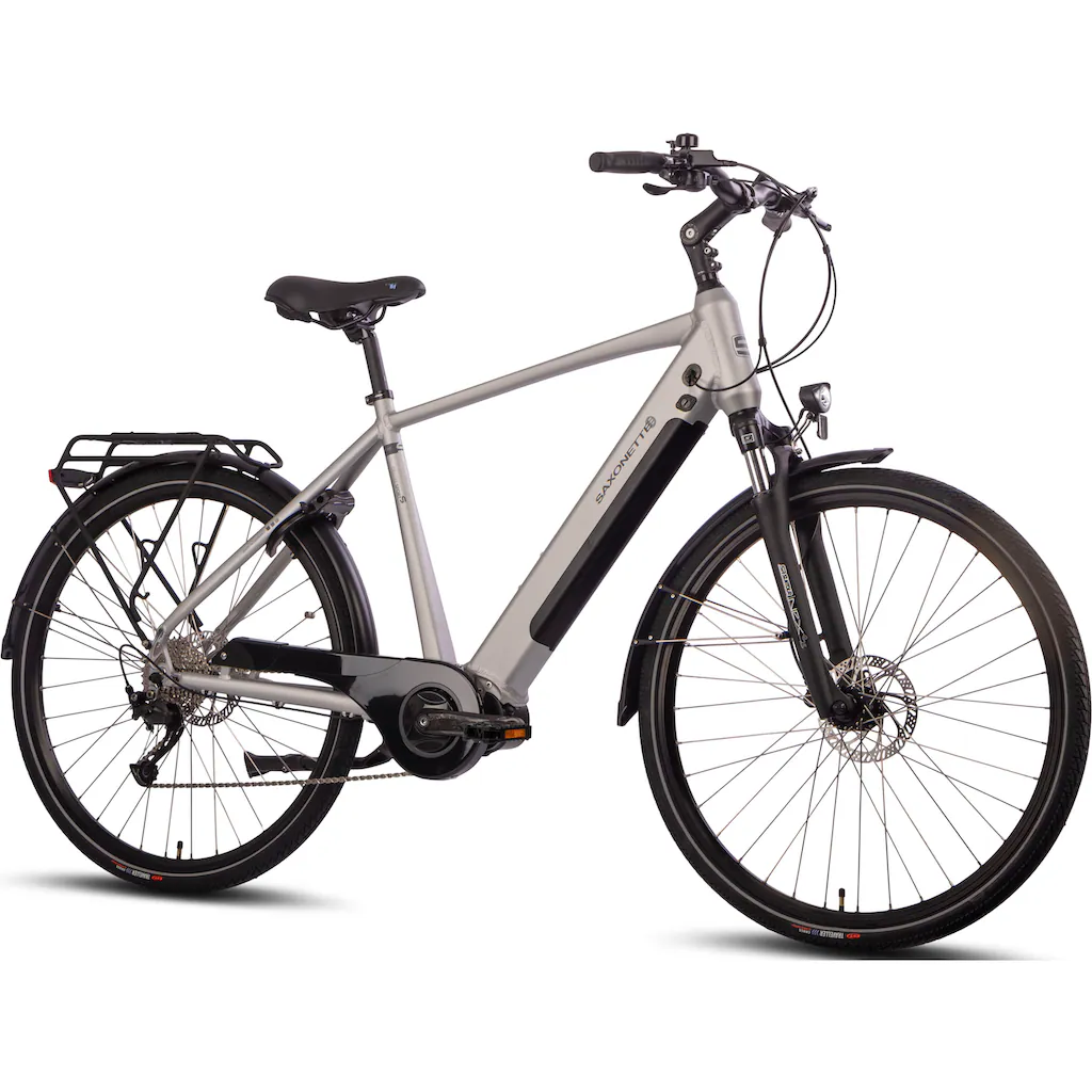 SAXONETTE E-Bike »Saxonette Deluxe Sport (Diamant)« 9 Gang Shimano Alivio Mittelmotor 250 W Pedelec Elektrofahrrad für Damen u. Herren Trekkingrad Vierteljährliche Förderung