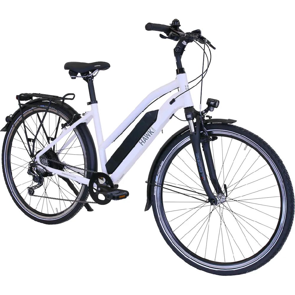 HAWK Bikes E-Bike »eTrekking Lady« 8 Gang microSHIFT Microshift Heckmotor 250 W Pedelec Elektrofahrrad für Damen Trekkingrad auf Rechnung online bestellen Kostenloser Versand international