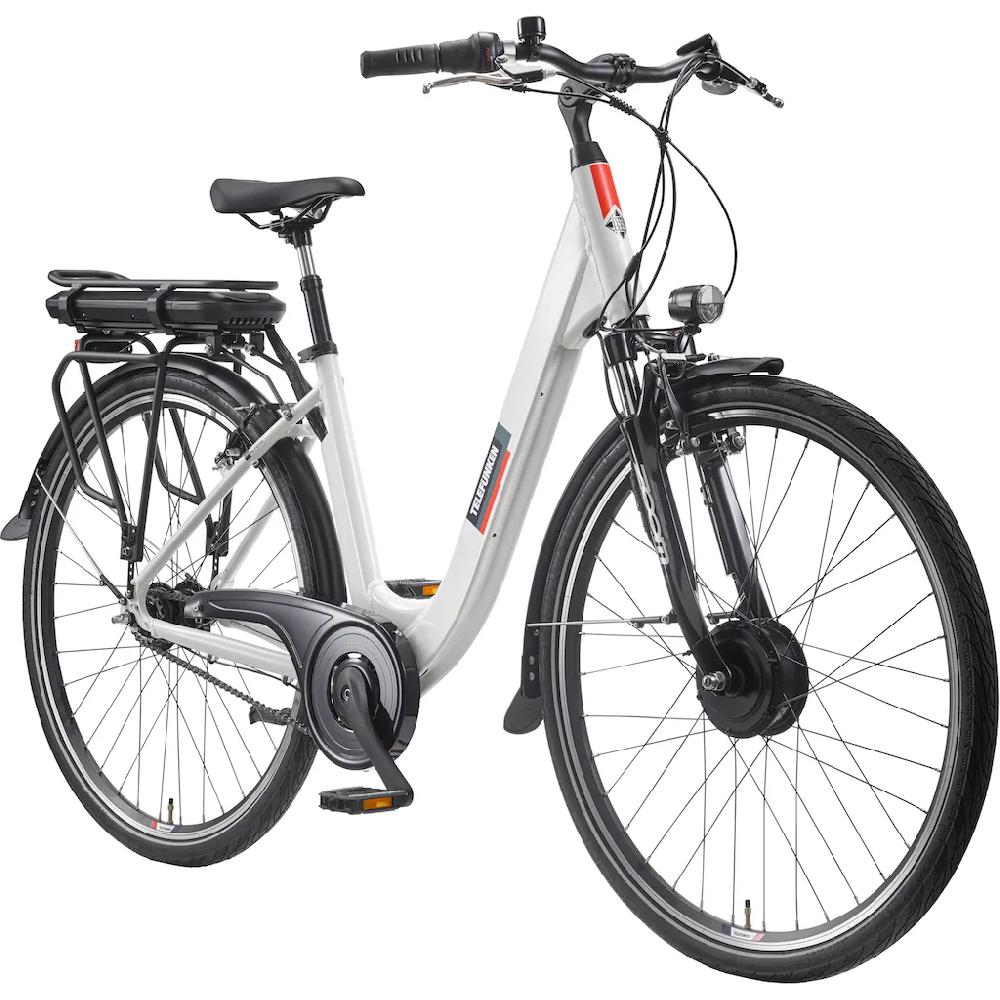 Telefunken E-Bike »Multitalent RC845« 7 Gang Shimano Frontmotor 250 W (28 Zoll Straßenzulassung ca. 100 km Reichweite) Pedelec Elektrofahrrad für Herren u. Damen tiefer Einstieg Cityrad Black Friday Preise