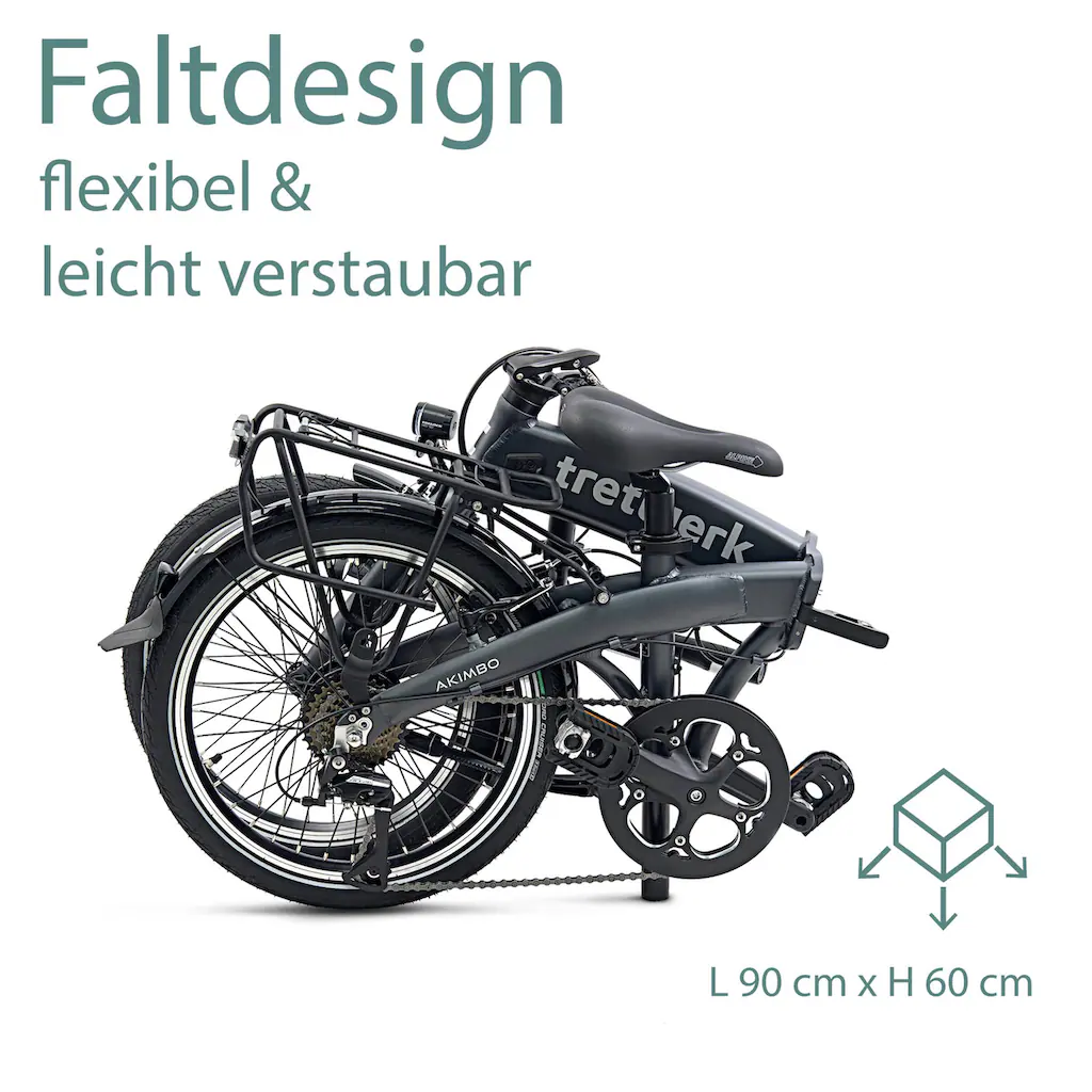 Tretwerk E-Bike »Akimbo« 8 Gang Shimano Acera M3020 SGS Heckmotor 250 W Pedelec Elektrofahrrad für Damen u. Herren Faltrad Auslauf