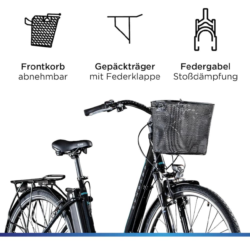 Zündapp E-Bike »Z510« 3 Gang Shimano Nexus SC-3C41 Frontmotor 250 W Pedelec Elektrofahrrad für Damen u. Herren Cityrad auf Raten Hotsell