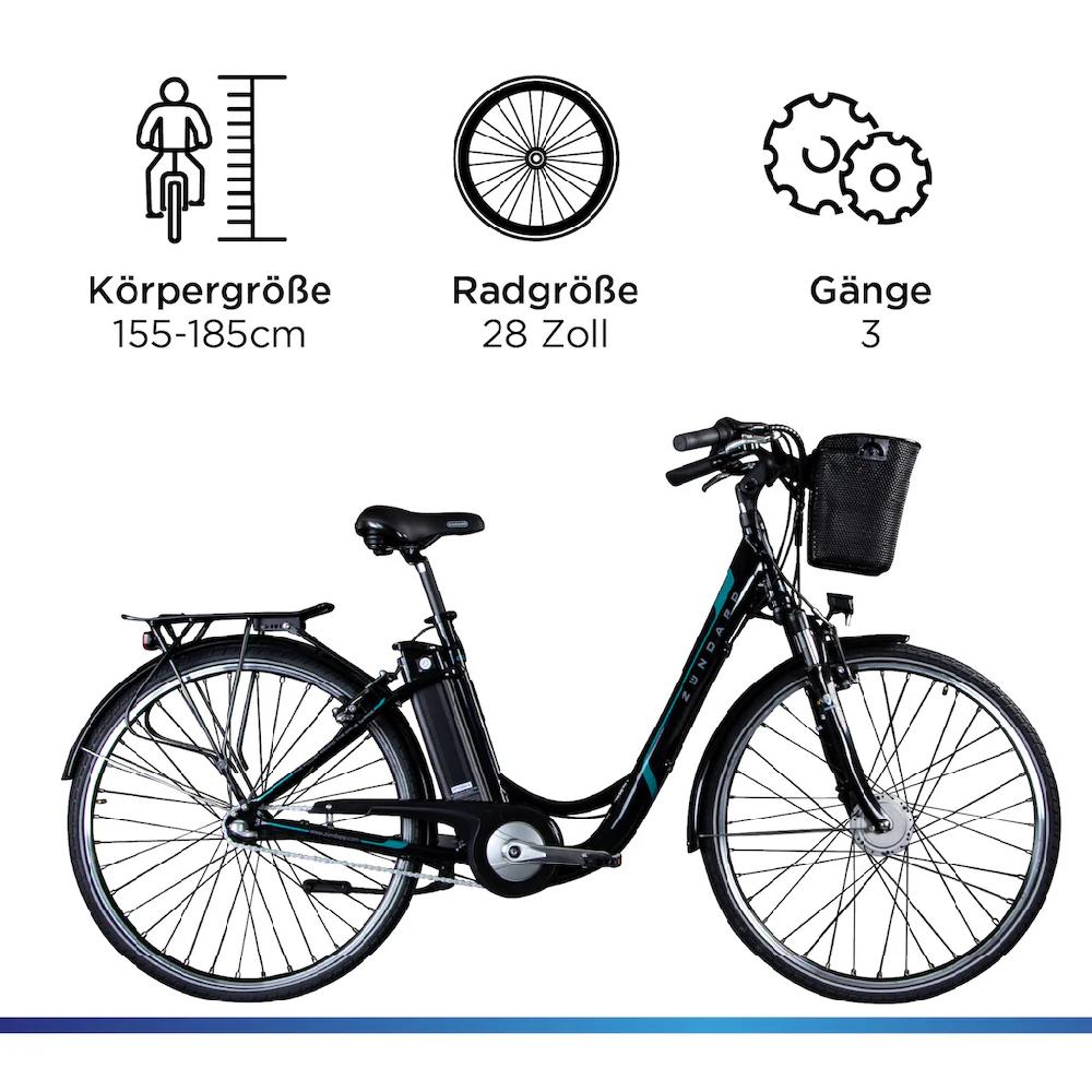 Zündapp E-Bike »Z510« 3 Gang Shimano Nexus SC-3C41 Frontmotor 250 W Pedelec Elektrofahrrad für Damen u. Herren Cityrad auf Raten Hotsell