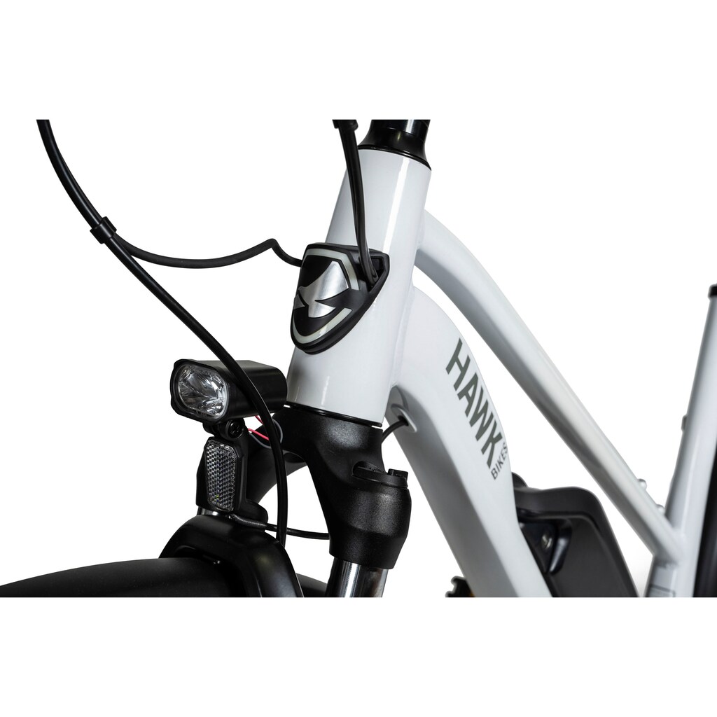 HAWK Bikes E-Bike »E-Trekking 500 Lady« 10 Gang Shimano Deore Mittelmotor 250 W Pedelec Elektrofahrrad für Damen u. Herren Trekkingrad auf Raten im Angebot