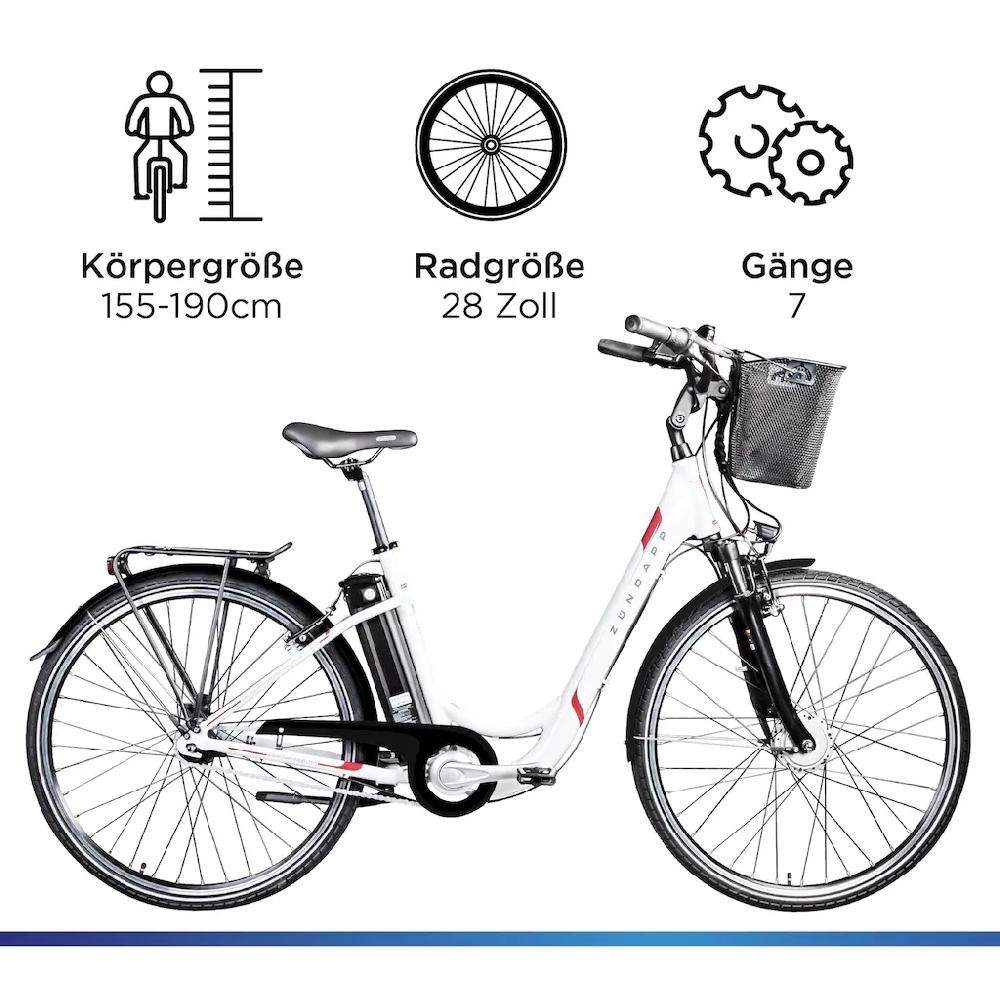 Zündapp E-Bike »Z517« 7 Gang Frontmotor 250 W E Bike Damenfahrrad 28 Zoll 155 - 190 cm mit 7 Gang Nabenschaltung auf Rechnung bestellen Günstiger Verkauf