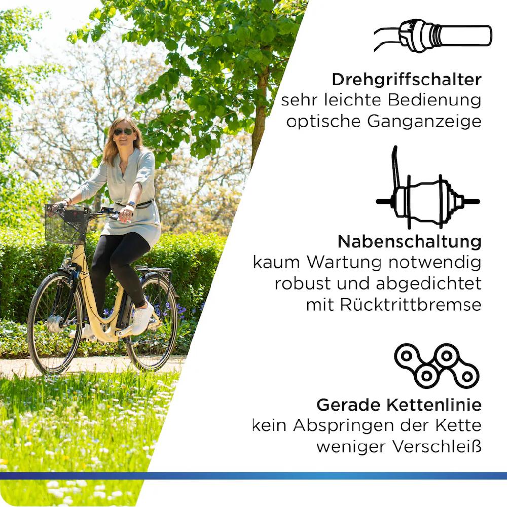 Zündapp E-Bike »Z517« 7 Gang Frontmotor 250 W E Bike Damenfahrrad 28 Zoll 155 - 190 cm mit 7 Gang Nabenschaltung auf Rechnung bestellen Günstiger Verkauf