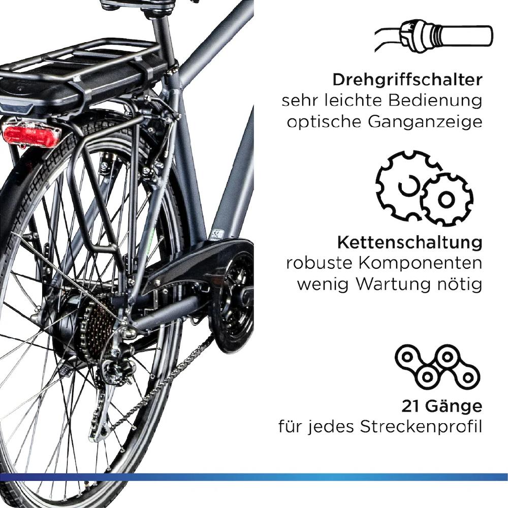 Zündapp E-Bike »Z802 Herren« 21 Gang Shimano Altus RD-M310 Heckmotor 250 W Pedelec Elektrofahrrad für Herren Trekkingrad auf Rechnung bestellen Begrenztes Angebot