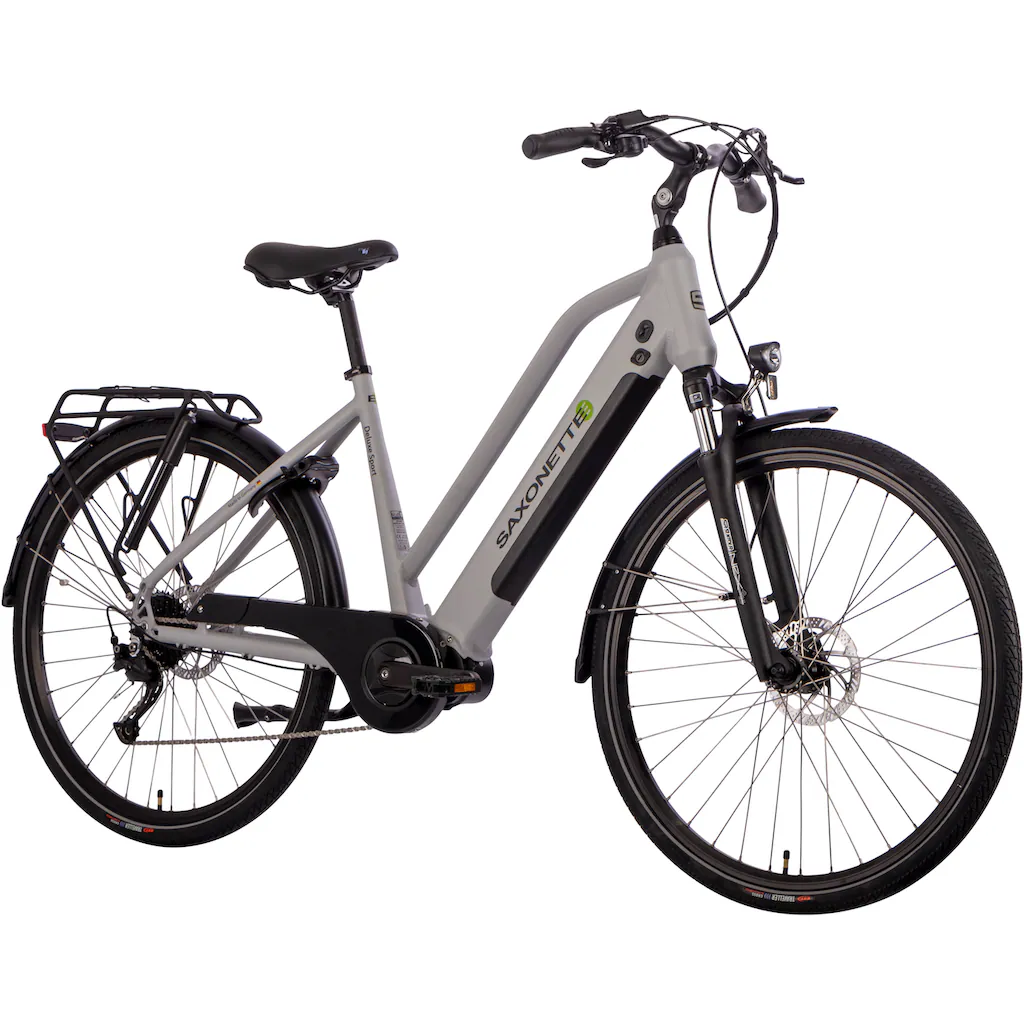 SAXONETTE E-Bike »Deluxe Sport Lady« 9 Gang Shimano Alivio Mittelmotor 250 W Pedelec Elektrofahrrad für Damen u. Herren Cityrad auf Rechnung online kaufen Neueste Mode