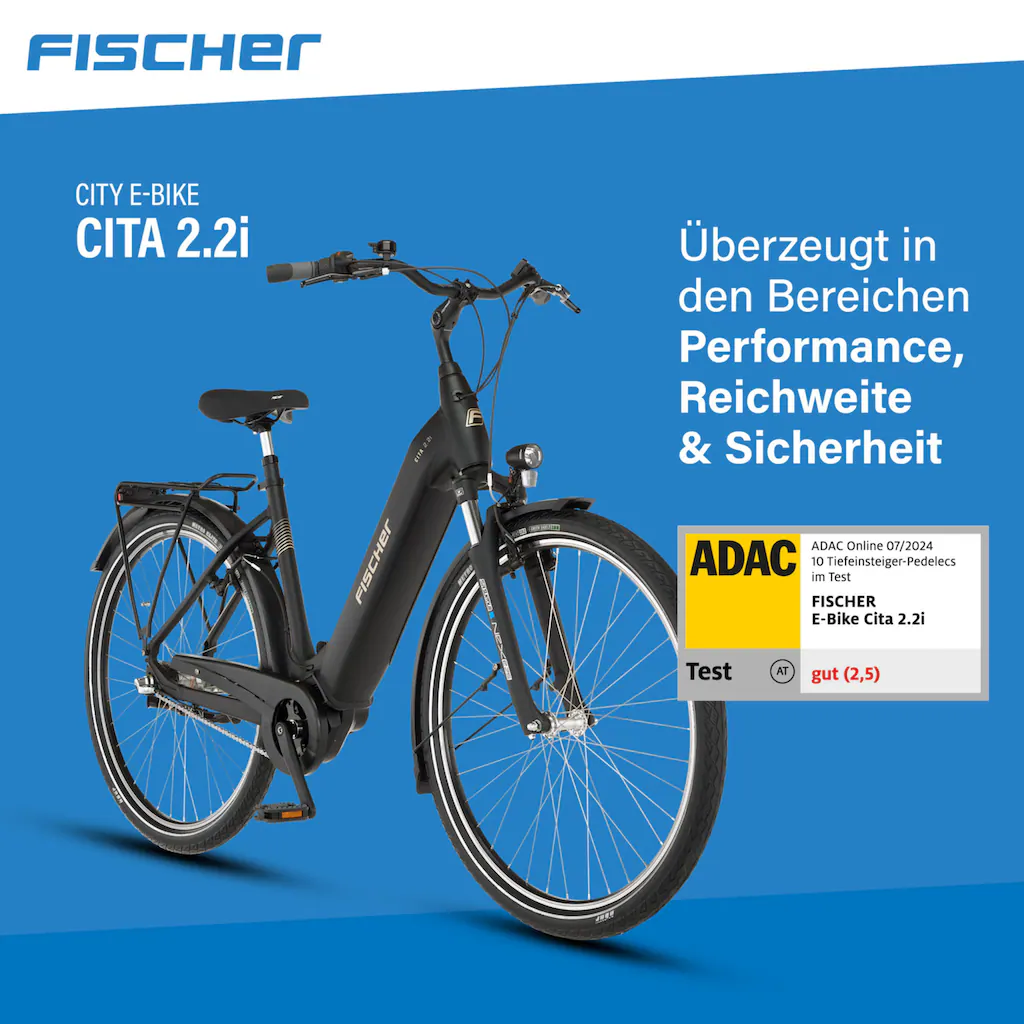 FISCHER Fahrrad E-Bike »CITA 2.2I 522« 3 Gang Shimano Nexus Mittelmotor 250 W (Schloss) Pedelec Elektrofahrrad für Damen u. Herren Cityrad Tägliche Deals