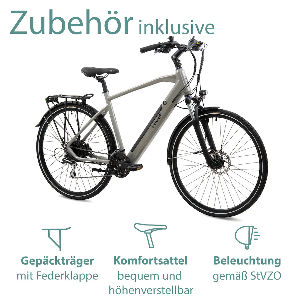 Tretwerk E-Bike »Bronx 5.0« 24 Gang Shimano Altus M310 Heckmotor 250 W Pedelec Elektrofahrrad für Damen u. Herren Trekkingrad auf Rechnung online kaufen Wochenangebot