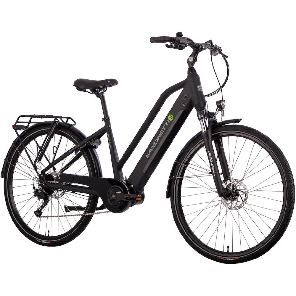 SAXONETTE E-Bike »Deluxe Sport Lady« 9 Gang Shimano Alivio Mittelmotor 250 W Pedelec Elektrofahrrad für Damen u. Herren Cityrad Letzte 3 Tage