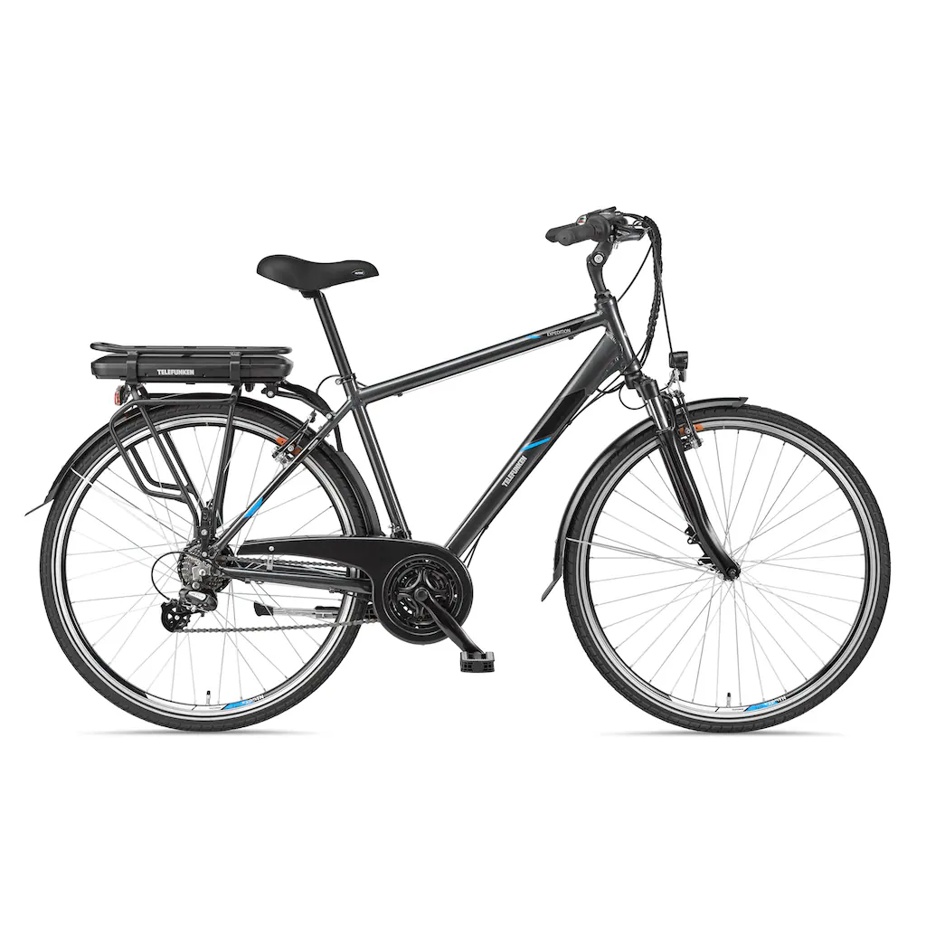 Telefunken E-Bike »Expedition XT481« 21 Gang Shimano Heckmotor 250 W (mit Fahrradtasche) Pedelec Elektrofahrrad für Herren Trekkingrad auf Rechnung Letzte 2 Tage