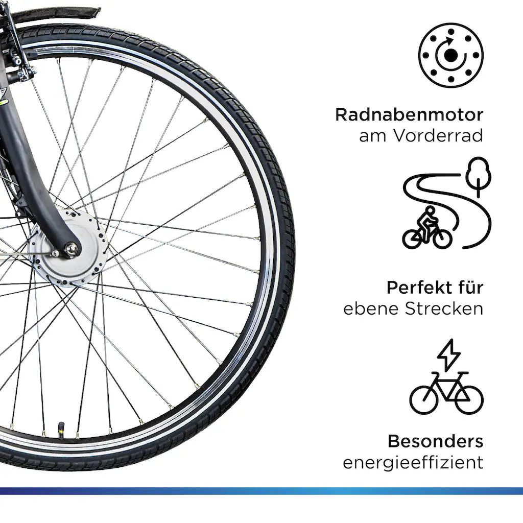 Zündapp E-Bike »Z510« 3 Gang Shimano Nexus SC-3C41 Frontmotor 250 W (mit Frontkorb) Pedelec Elektrofahrrad für Damen u. Herren Cityrad auf Rechnung online kaufen Letzter Tag