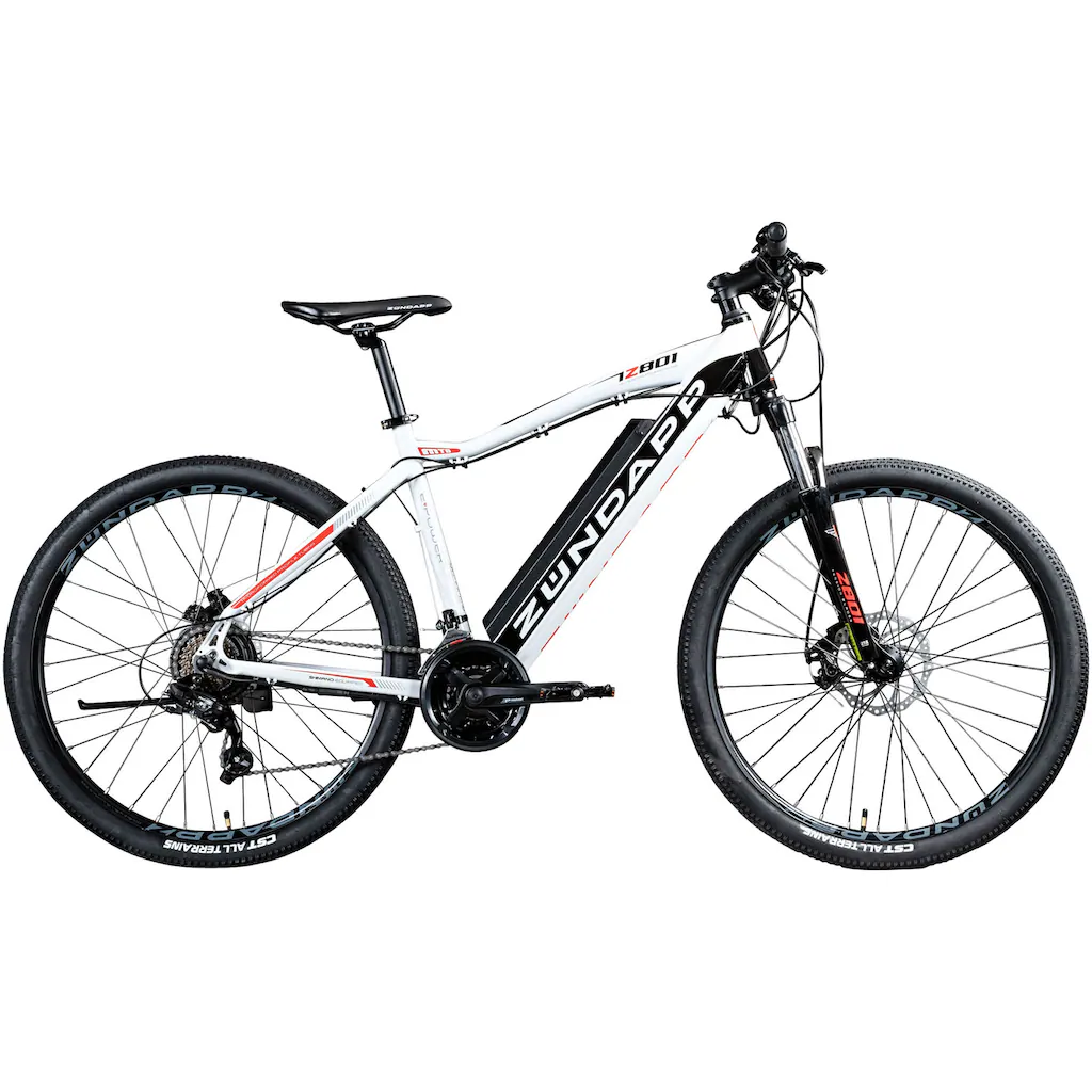 Zündapp E-Bike »Z801« 21 Gang Shimano Tourney RD-TY300 Heckmotor 250 W Pedelec Elektrofahrrad für Damen u. Herren MTB Mountainbike auf Rechnung kaufen
