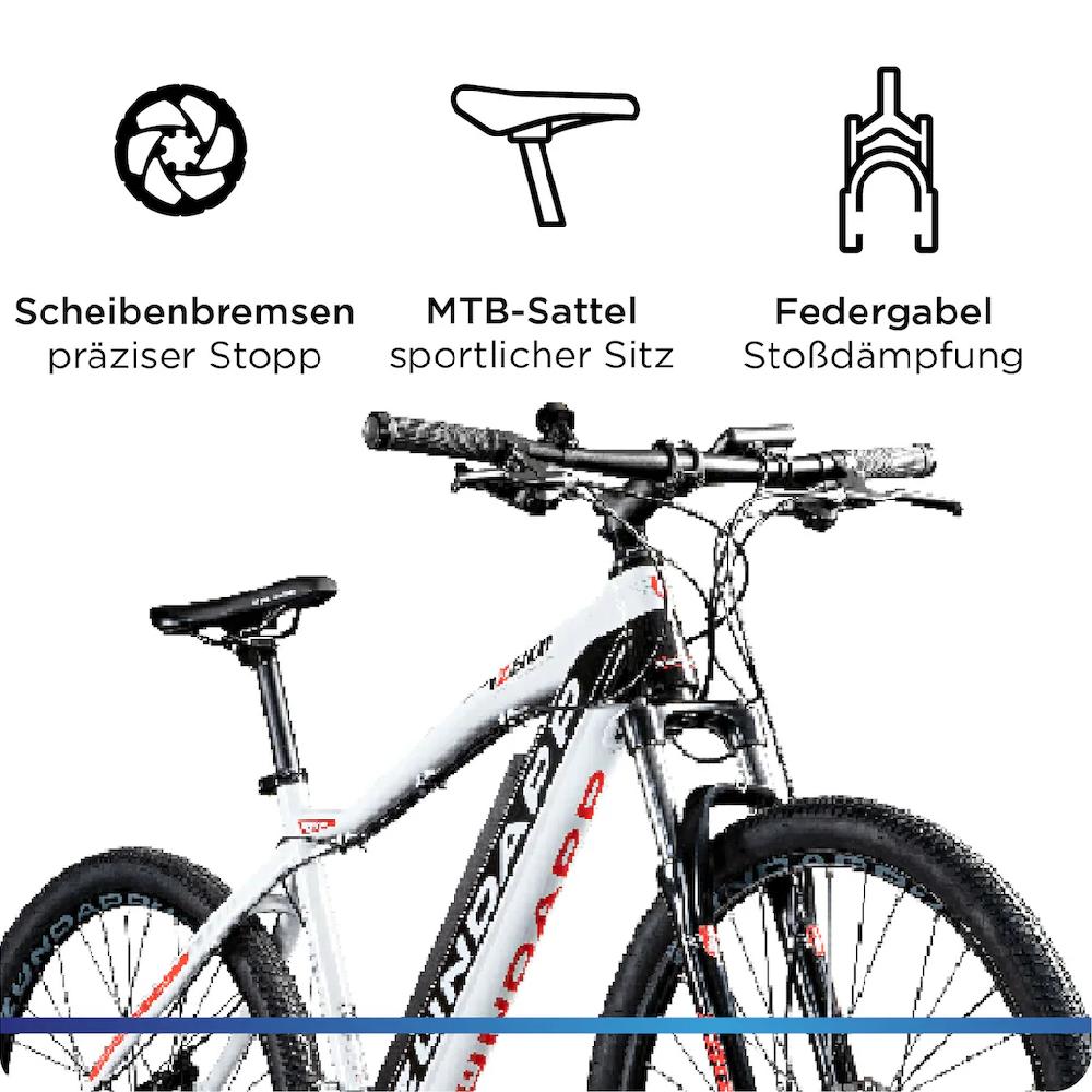 Zündapp E-Bike »Z801« 21 Gang Shimano Tourney RD-TY300 Heckmotor 250 W Pedelec Elektrofahrrad für Damen u. Herren MTB Mountainbike auf Rechnung kaufen Zeitbegrenzte Promotion