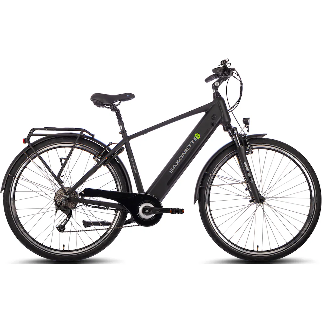 SAXONETTE E-Bike »Comfort Sport« 9 Gang Shimano Alivio Heckmotor 250 W (mit integr. Rahmenschloss und Trapez-Rahmen) Pedelec Elektrofahrrad für Damen u. Herren Trekkingrad auf Rechnung online bestellen