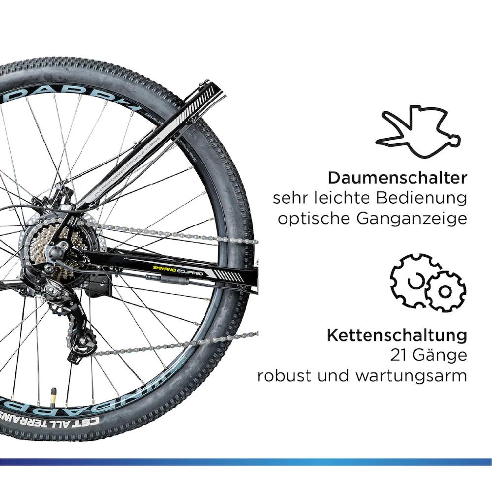 Zündapp E-Bike »Z801« 21 Gang Shimano Tourney RD-TY300 Heckmotor 250 W Pedelec Elektrofahrrad für Damen u. Herren MTB Mountainbike auf Rechnung online kaufen Outlet