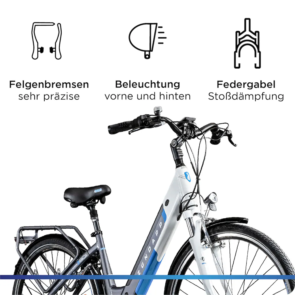 Zündapp E-Bike »Z901« 7 Gang Shimano Tourney RD-TY300 Mittelmotor 250 W Pedelec Elektrofahrrad für Damen u. Herren Cityrad Angebote