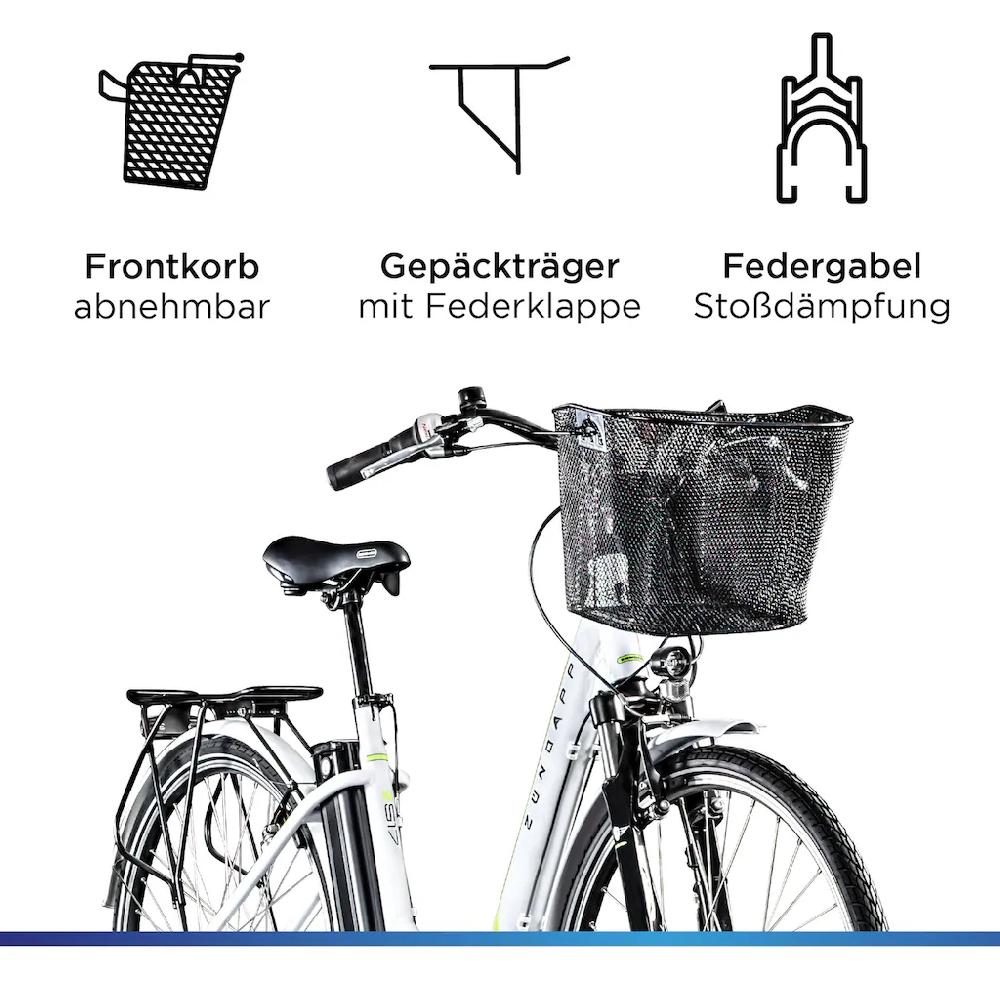 Zündapp E-Bike »Z517« 7 Gang Shimano Frontmotor 250 W (mit großem Frontkorb) Pedelec Elektrofahrrad für Damen u. Herren Cityrad auf Raten Günstiger Verkauf