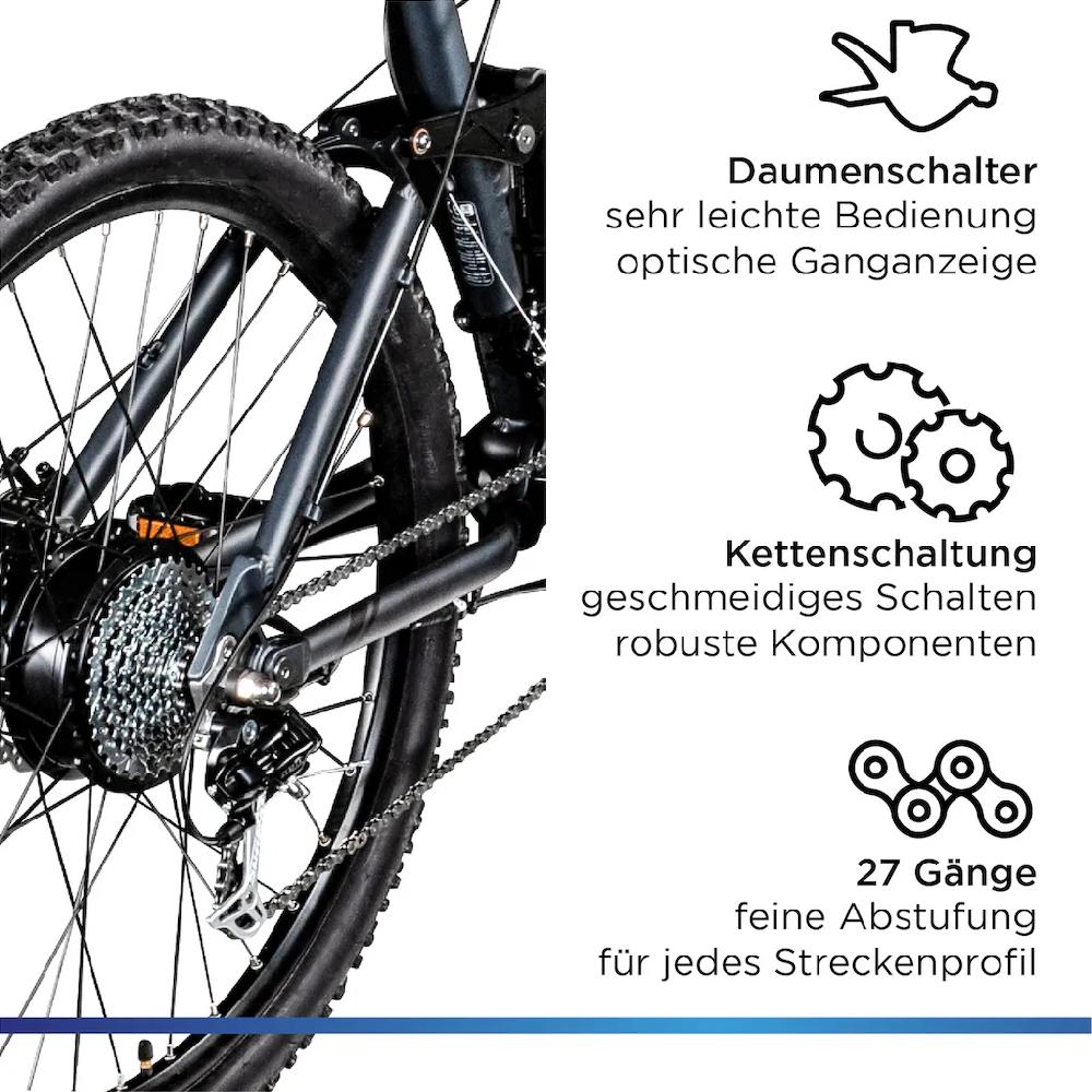 Zündapp E-Bike »XFS« 27 Gang Shimano Tourney TX Heckmotor 250 W Pedelec Elektrofahrrad für Damen u. Herren MTB Mountainbike auf Rechnung online bestellen Flash Sale