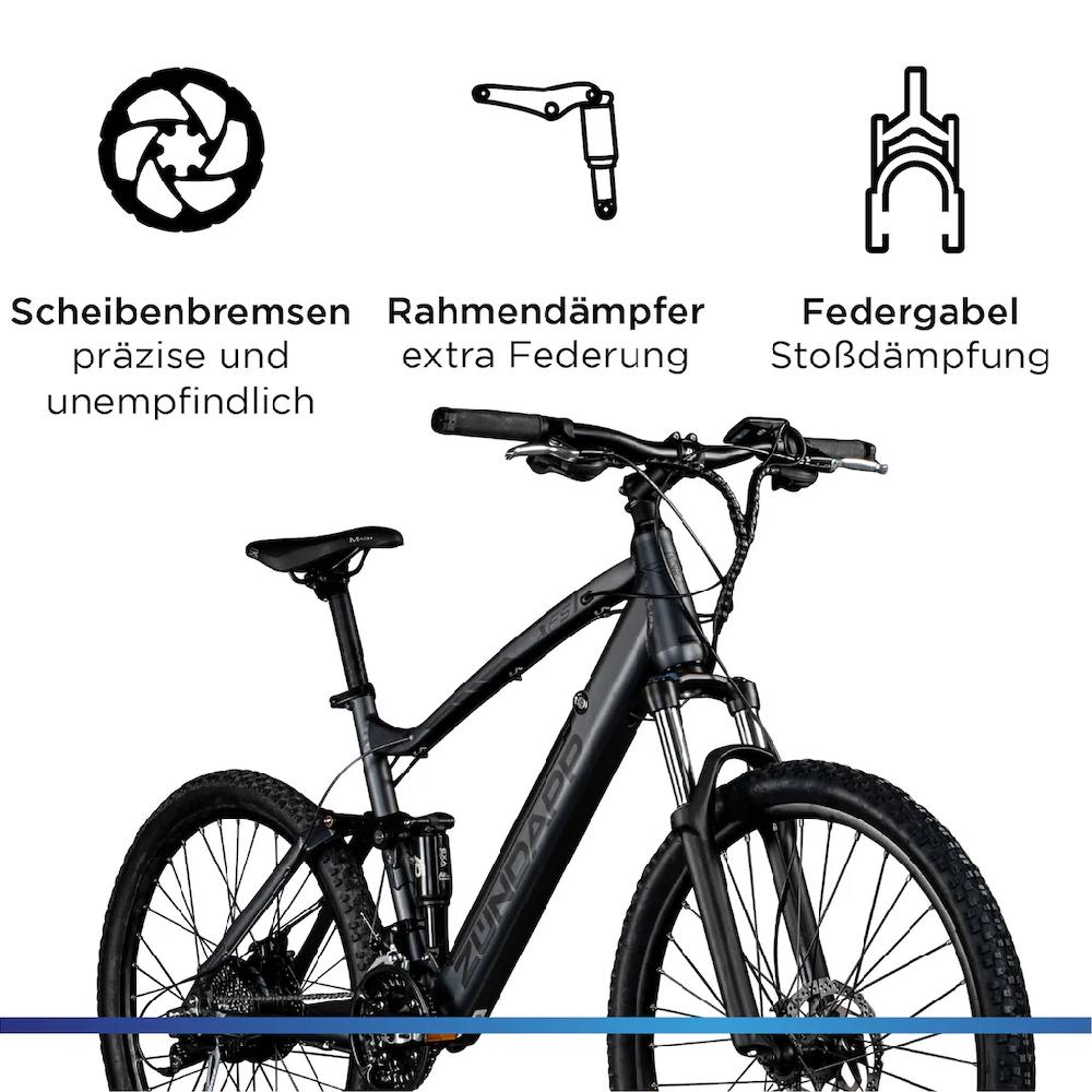 Zündapp E-Bike »XFS« 27 Gang Shimano Tourney TX Heckmotor 250 W Pedelec Elektrofahrrad für Damen u. Herren MTB Mountainbike auf Rechnung online bestellen Flash Sale