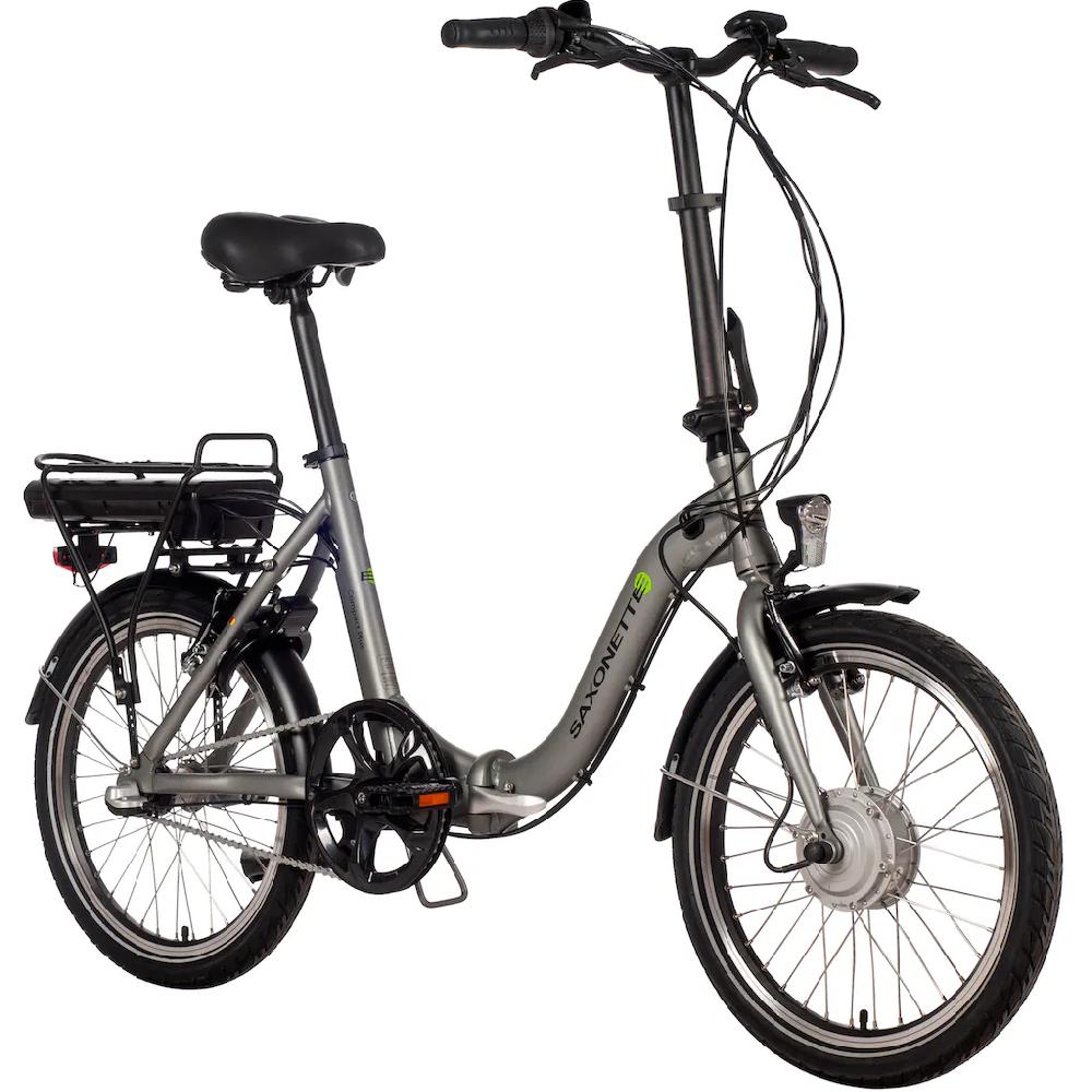 SAXONETTE E-Bike »Compact Plus 2.0« 3 Gang Frontmotor 250 W (mit Akku-Ladegerät) Pedelec Elektrofahrrad für Damen u. Herren Faltrad auf Rechnung bestellen Osterangebot