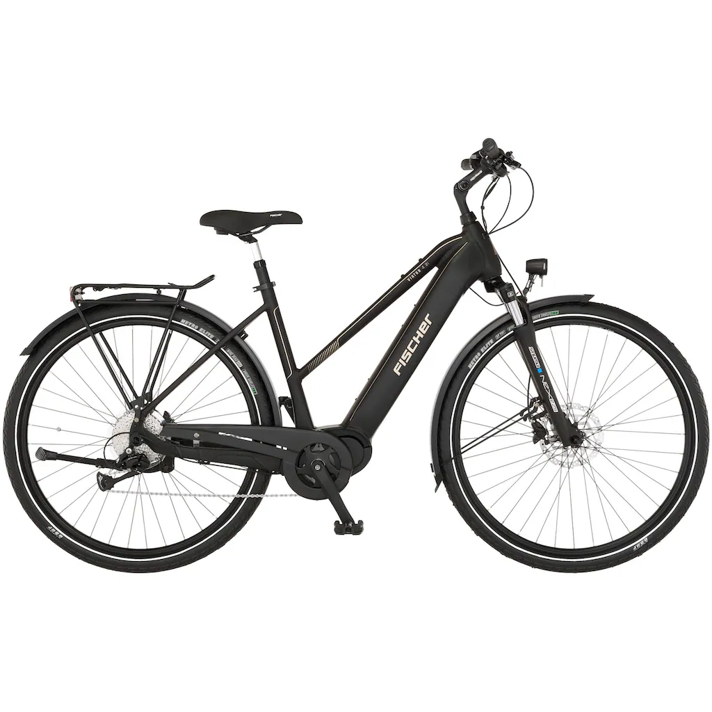 FISCHER Fahrrad E-Bike »VIATOR 4.2i 711« 9 Gang Shimano Acera Mittelmotor 250 W (mit Faltschloss) Pedelec Elektrofahrrad für Damen u. Herren Trekkingrad auf Raten