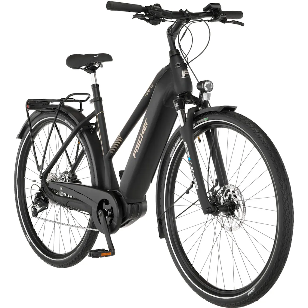 FISCHER Fahrrad E-Bike »VIATOR 4.2i 711« 9 Gang Shimano Acera Mittelmotor 250 W (mit Faltschloss) Pedelec Elektrofahrrad für Damen u. Herren Trekkingrad auf Raten Lagerräumung