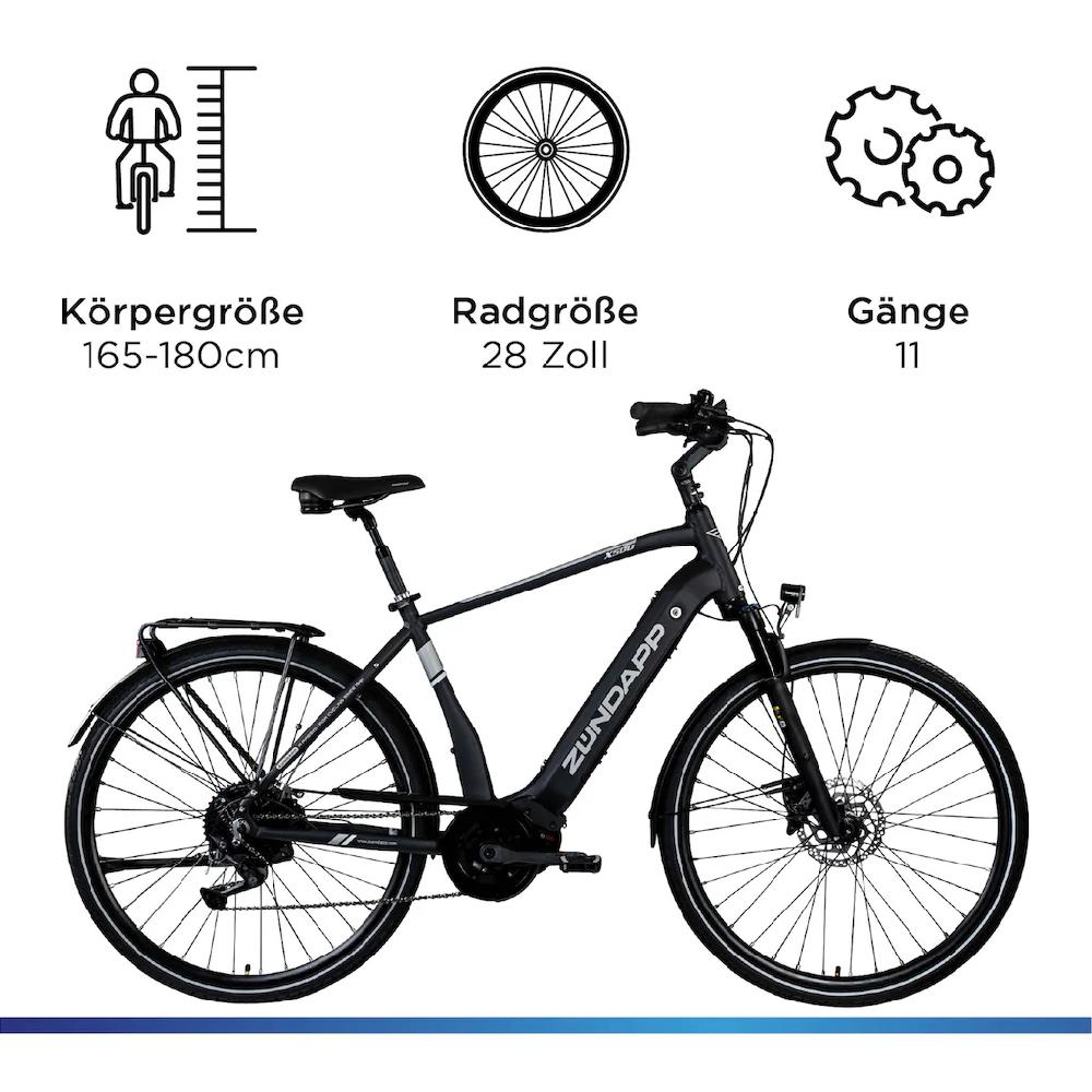 Zündapp E-Bike »X500« 11 Gang Shimano Deore Mittelmotor 250 W Pedelec Elektrofahrrad für Damen u. Herren Trekkingrad Bestseller