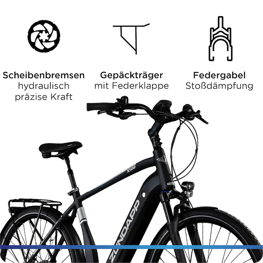 Zündapp E-Bike »X500« 11 Gang Shimano Deore Mittelmotor 250 W Pedelec Elektrofahrrad für Damen u. Herren Trekkingrad Bestseller