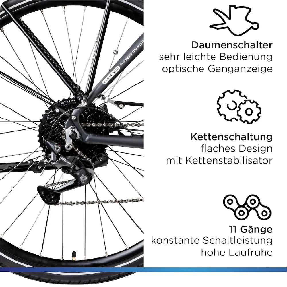 Zündapp E-Bike »X500« 11 Gang Shimano Deore Mittelmotor 250 W Pedelec Elektrofahrrad für Damen u. Herren Trekkingrad Bestseller