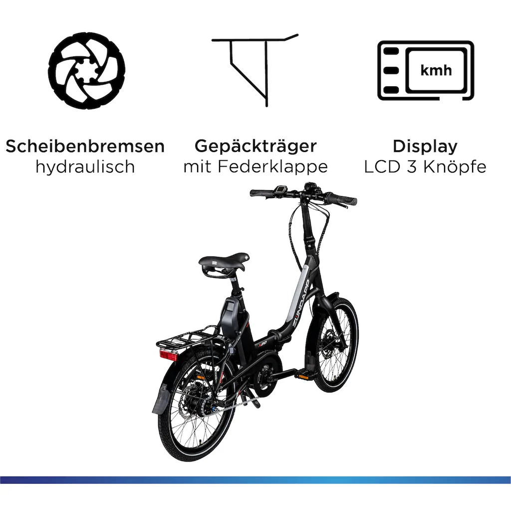Zündapp E-Bike »X20« 7 Gang Shimano Nexus Mittelmotor 250 W Pedelec Elektrofahrrad für Damen u. Herren Faltrad Saisonale Angebote