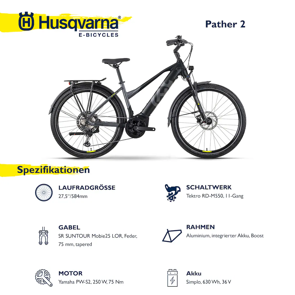 Husqvarna E-BICYCLES E-Bike »E-Trekkingbike Pather 2 Damen« 11 Gang Tektro RD-M550 Mittelmotor 250 W (27 5 Zoll Yamaha Motor Scheibenbremsen mit Straßenzulassung) Pedelec Elektrofahrrad für Damen Trekkingrad auf Rechnung Kauf eins, bekomm eins gratis