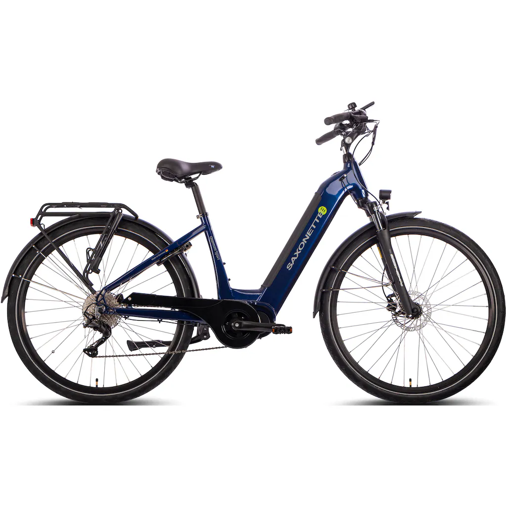 SAXONETTE E-Bike »Quantum Sport Wave« 10 Gang Shimano Mittelmotor 250 W Pedelec Elektrofahrrad für Damen u. Herren Trekkingrad