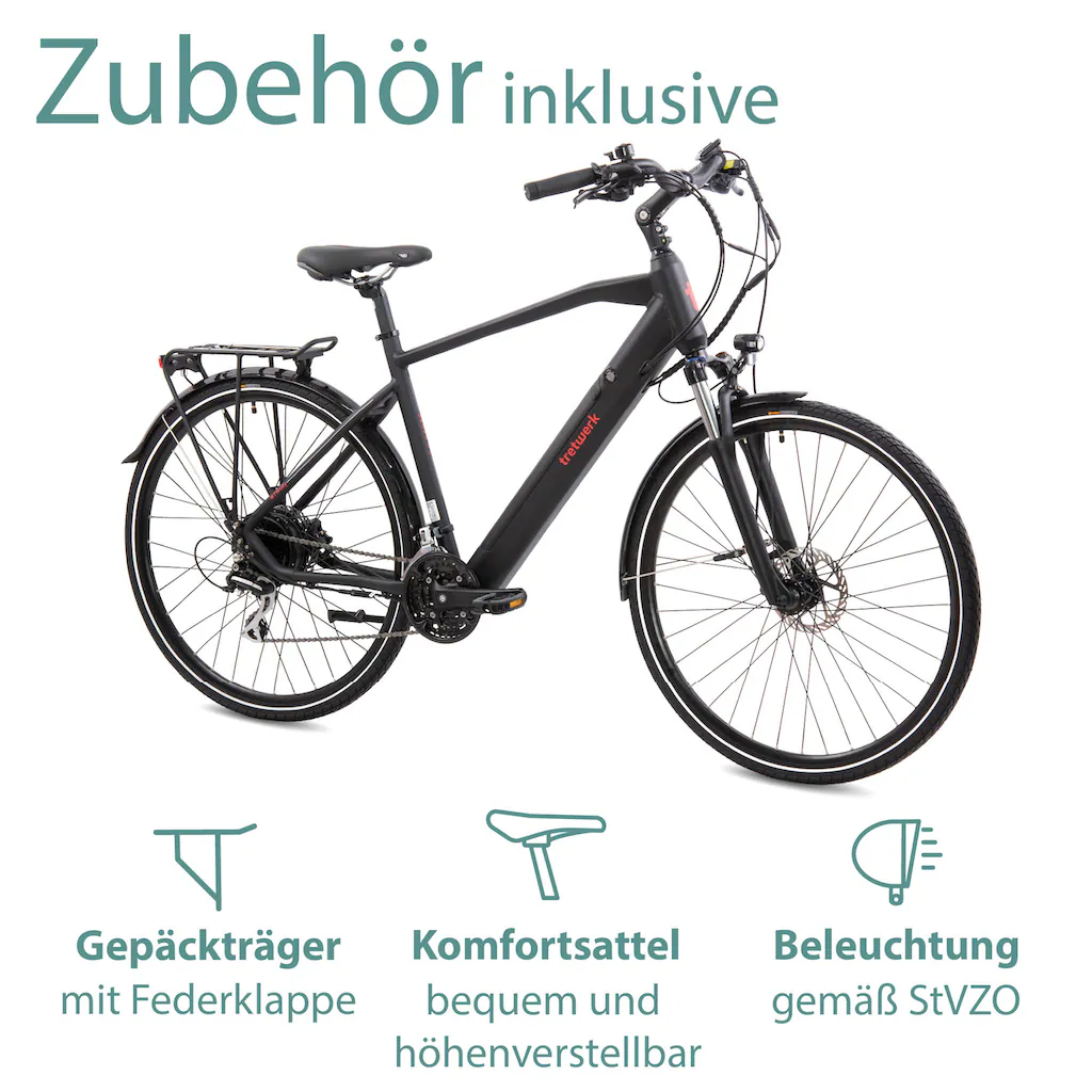 Tretwerk E-Bike »Bronx 5.0« 24 Gang Shimano Altus M310 Heckmotor 250 W Pedelec Elektrofahrrad für Damen u. Herren Trekkingrad auf Rechnung online kaufen Letzte 2 Tage